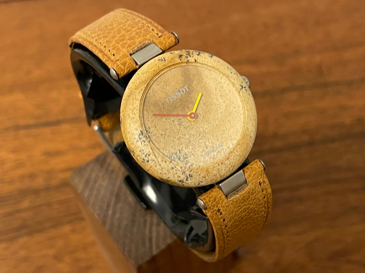 (1980s) Tissot RockWatch R150 brown/beige jasper - mid size model (NOS)