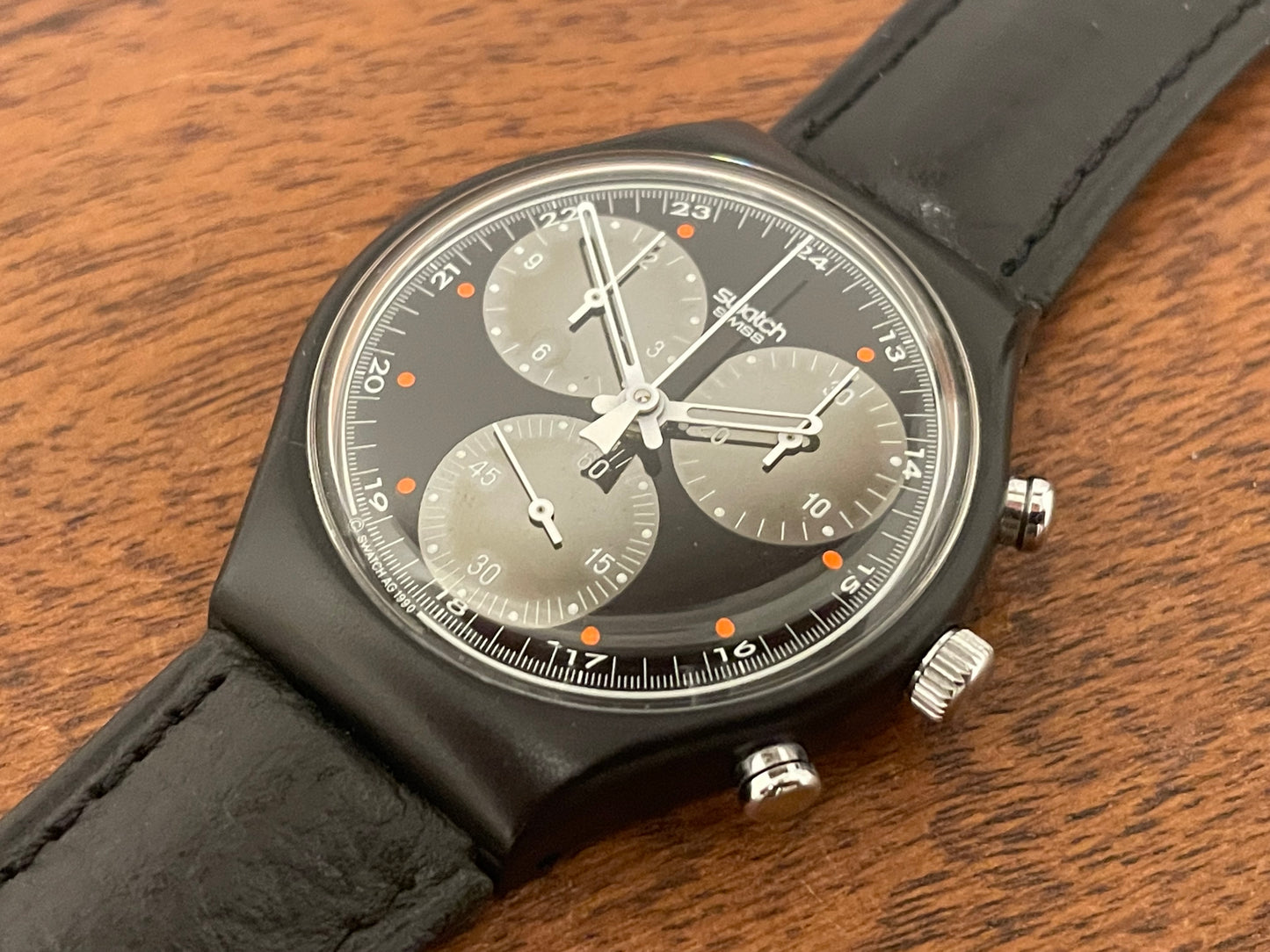 (1990) Swatch SCB106 Chrono "Wall Street" (NOS + full set)
