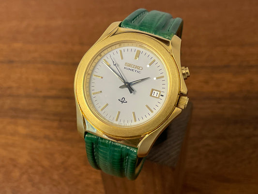 New old stock Seiko 5M22-7B00 Kinetic gold case from 1994