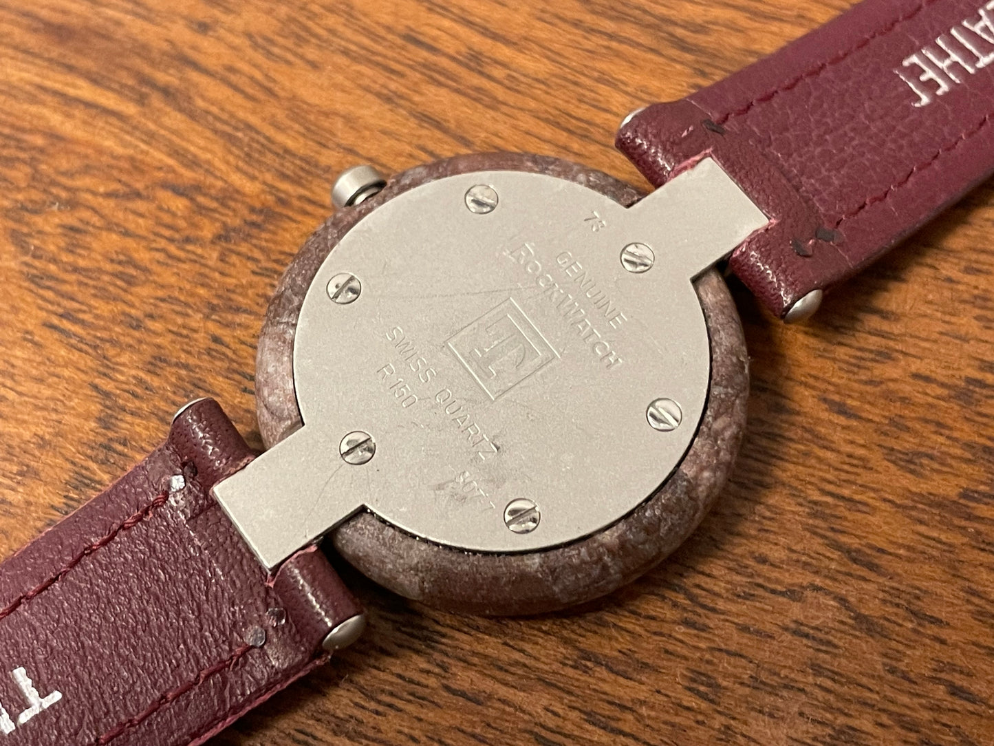 (1980s) Tissot RockWatch R150 burgundy granite - mid size model (NOS)