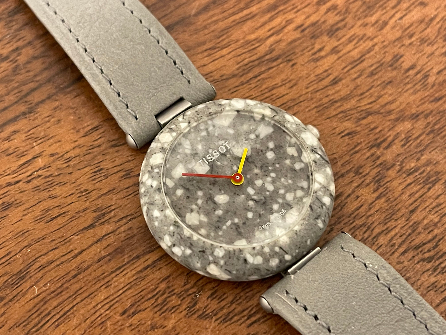 (1980s) Tissot RockWatch R150 white/grey granite - mid size model (NOS)