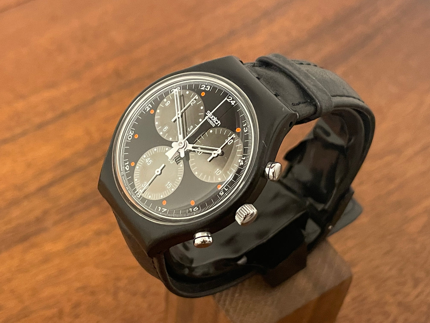 (1990) Swatch SCB106 Chrono "Wall Street" (NOS + full set)