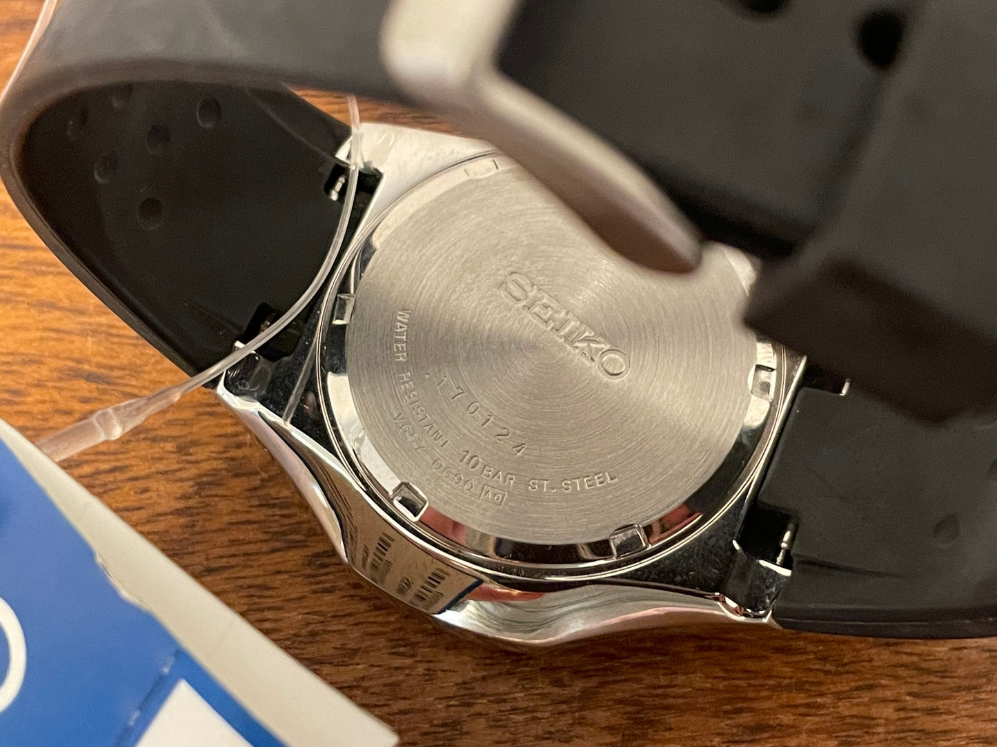 (2001) Seiko V657-0C90 Chronograph 100m on rubber strap - dark grey sunburst dial (NOS)