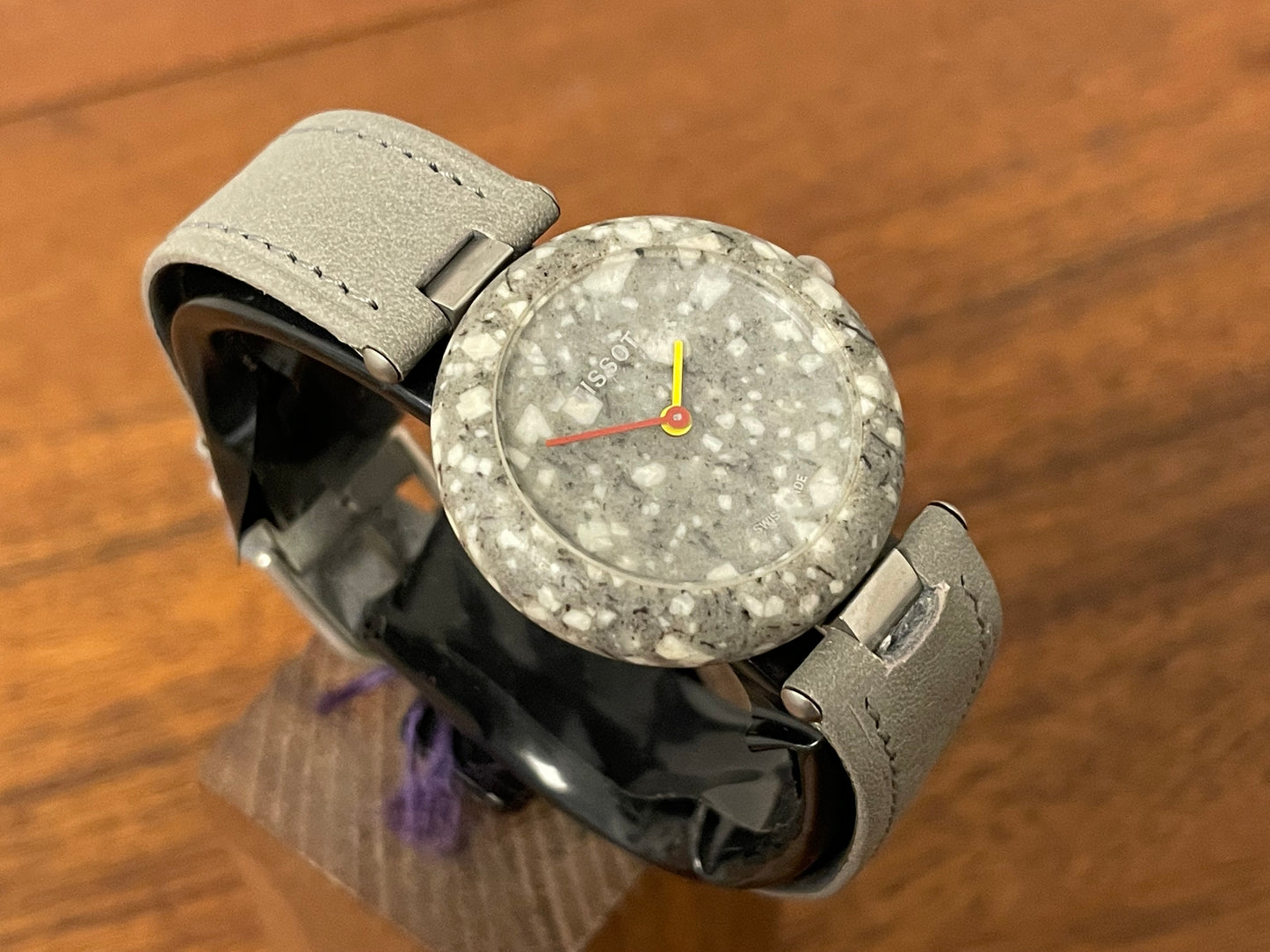 (1980s) Tissot RockWatch R150 white/grey granite - mid size model (NOS)