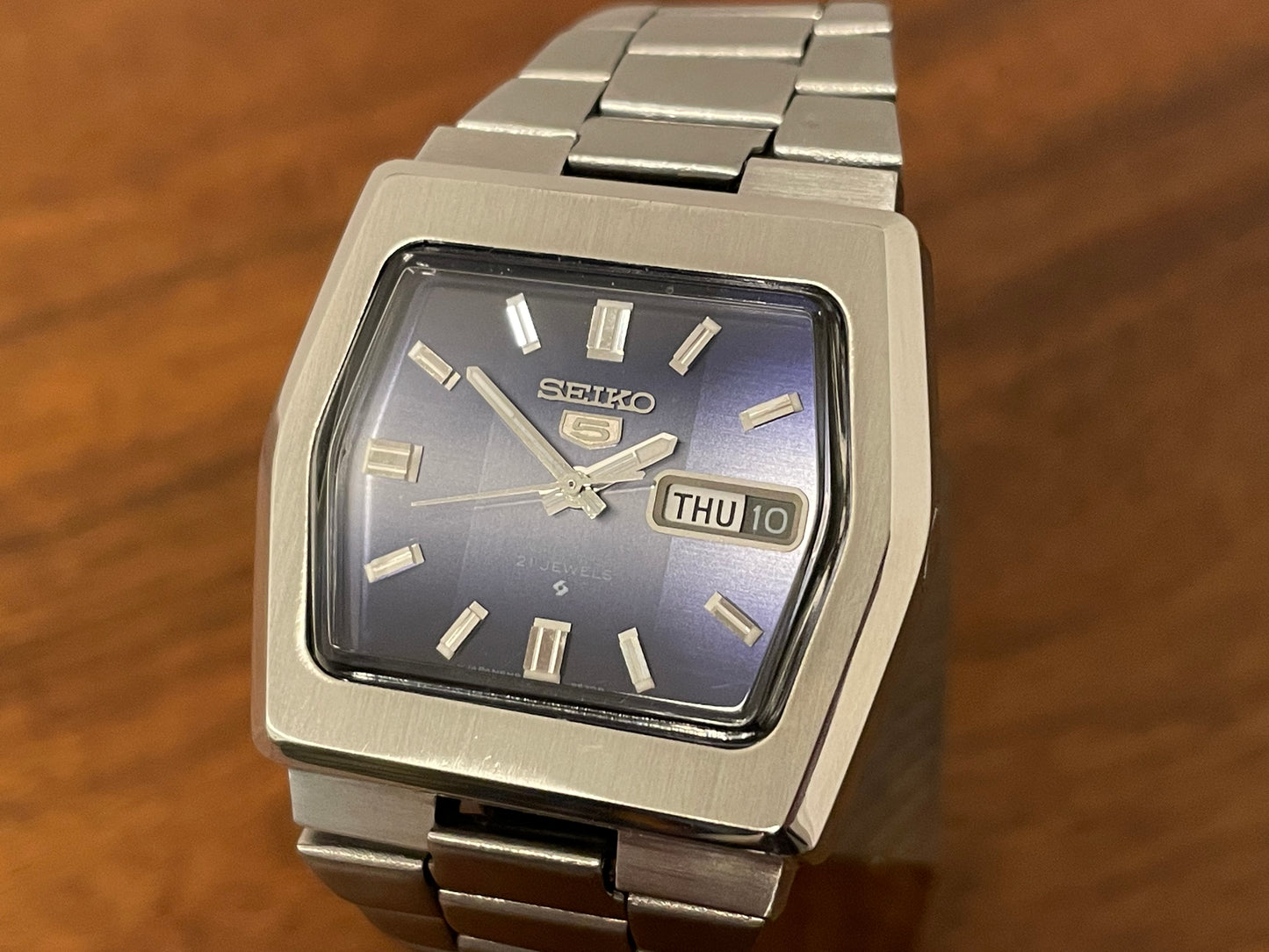 (1976) Seiko 5 Automatic 6119-5460 hexagon case - blue dial (serviced)