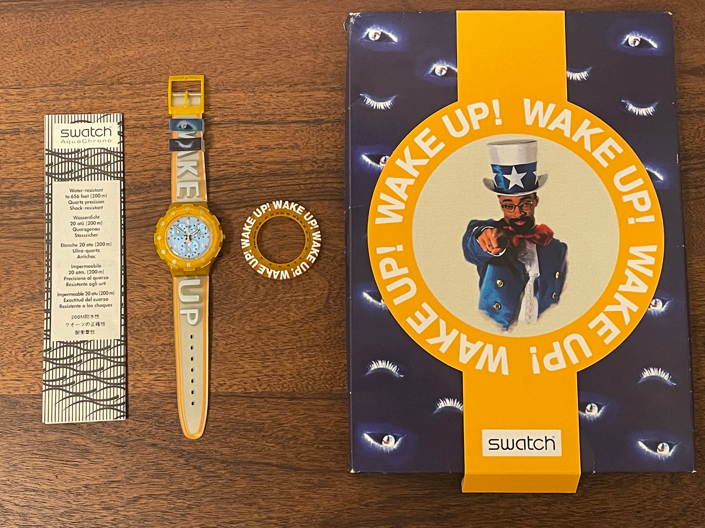 (1997) Swatch SBZ104PACK Aqua Chrono "Wake Up" by Spike Lee (NOS)