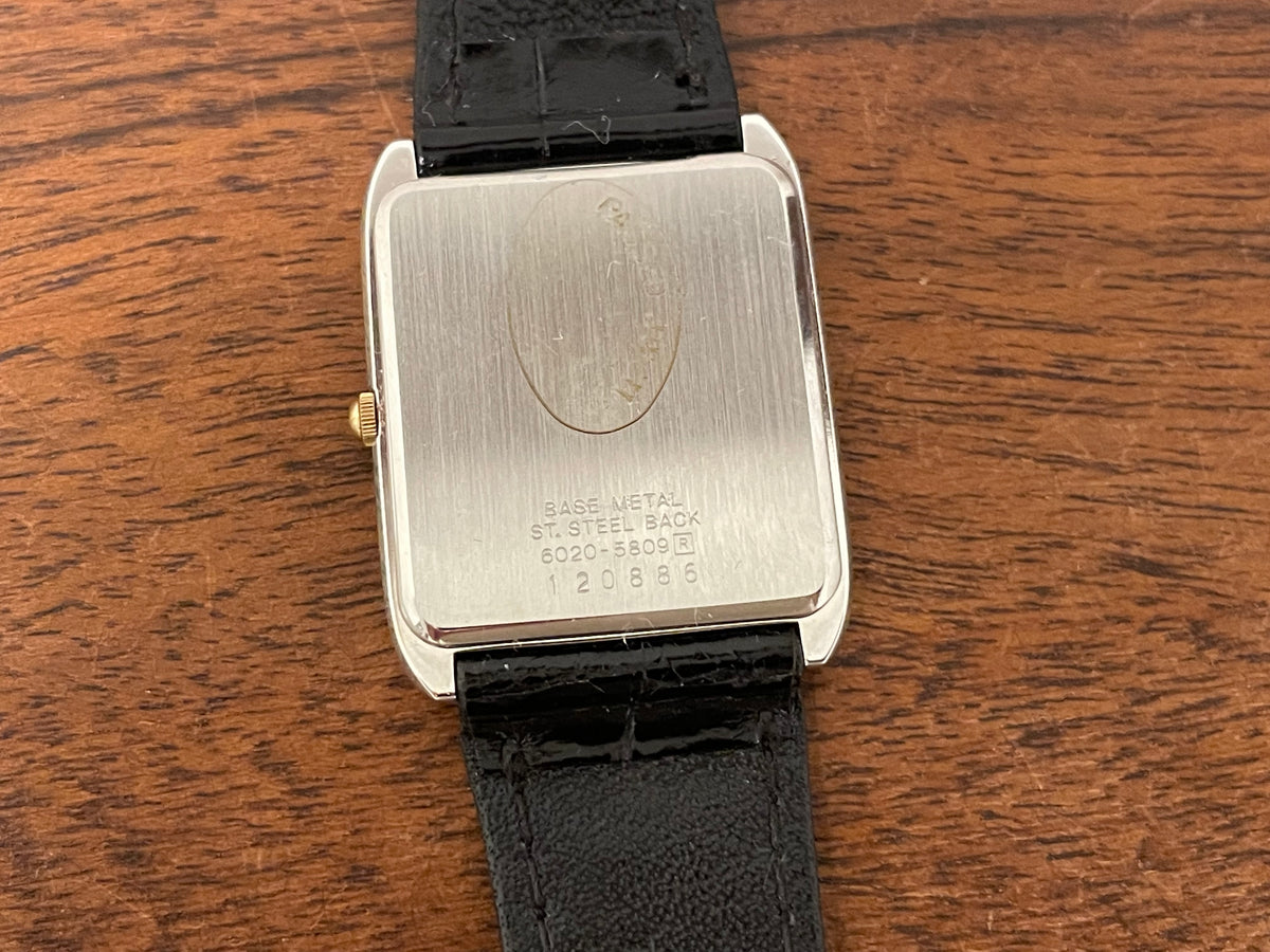 (1981) Seiko 6020-5809 Lassale "Tank" dress watch - silver dial w/ gold stick markers (NOS)