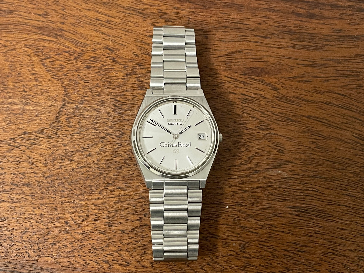(1984) Seiko 8122-7019 Quartz Shivas Regal logo - silver sunburst dial