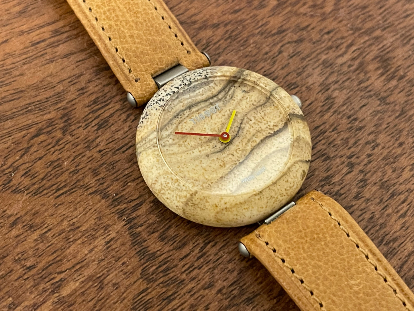 (1980s) Tissot RockWatch R150 brown/beige jasper - mid size model (NOS)