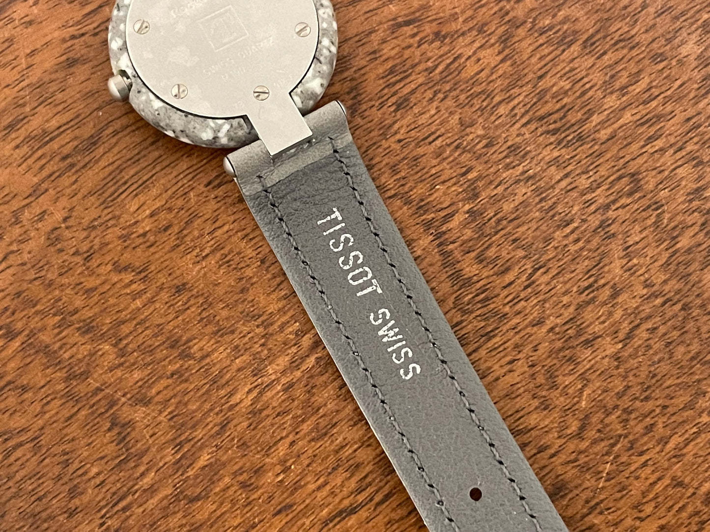 (1980s) Tissot RockWatch R150 white/grey granite - mid size model (NOS)