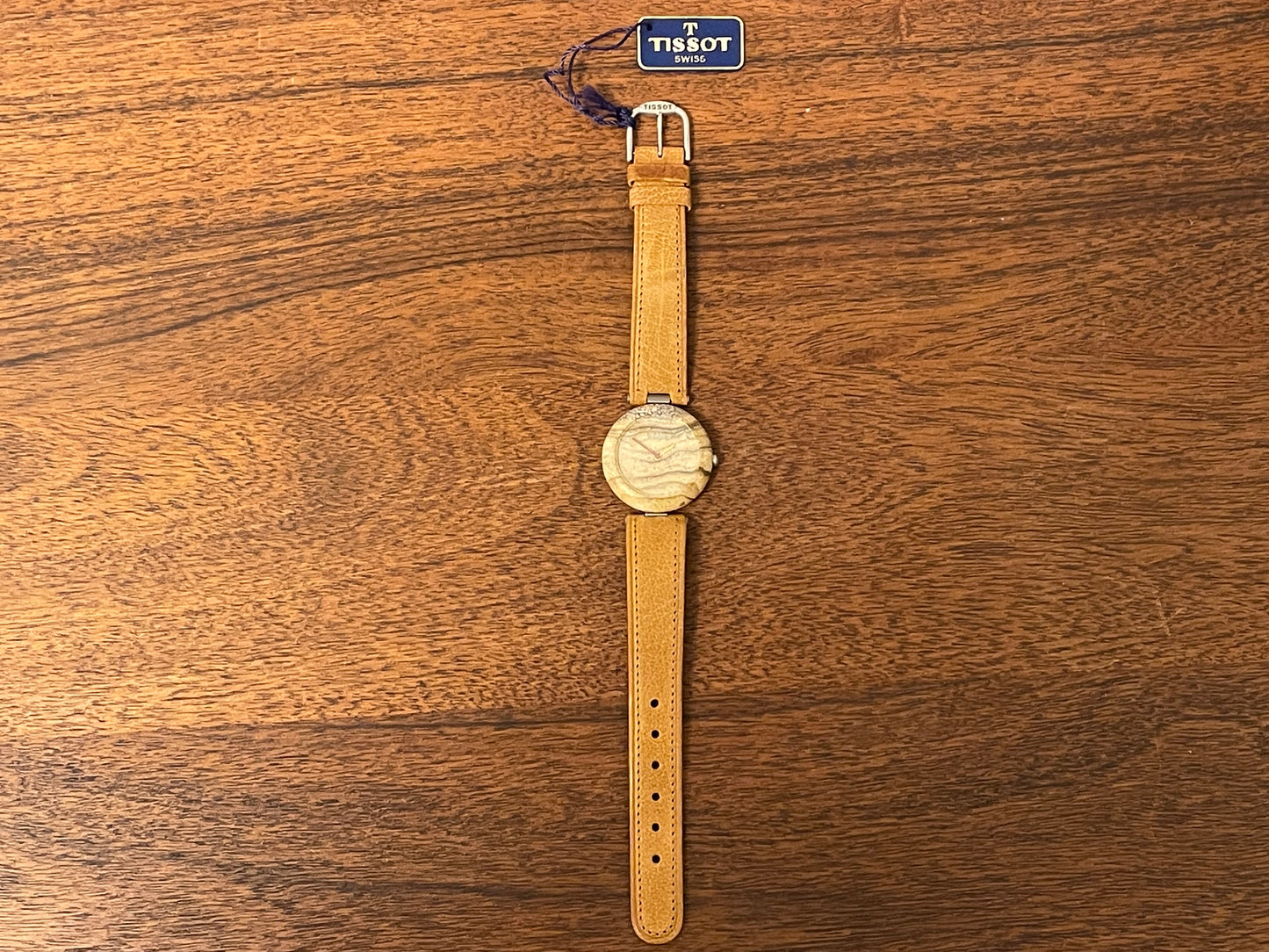 (1980s) Tissot RockWatch R150 brown/beige jasper - mid size model (NOS)