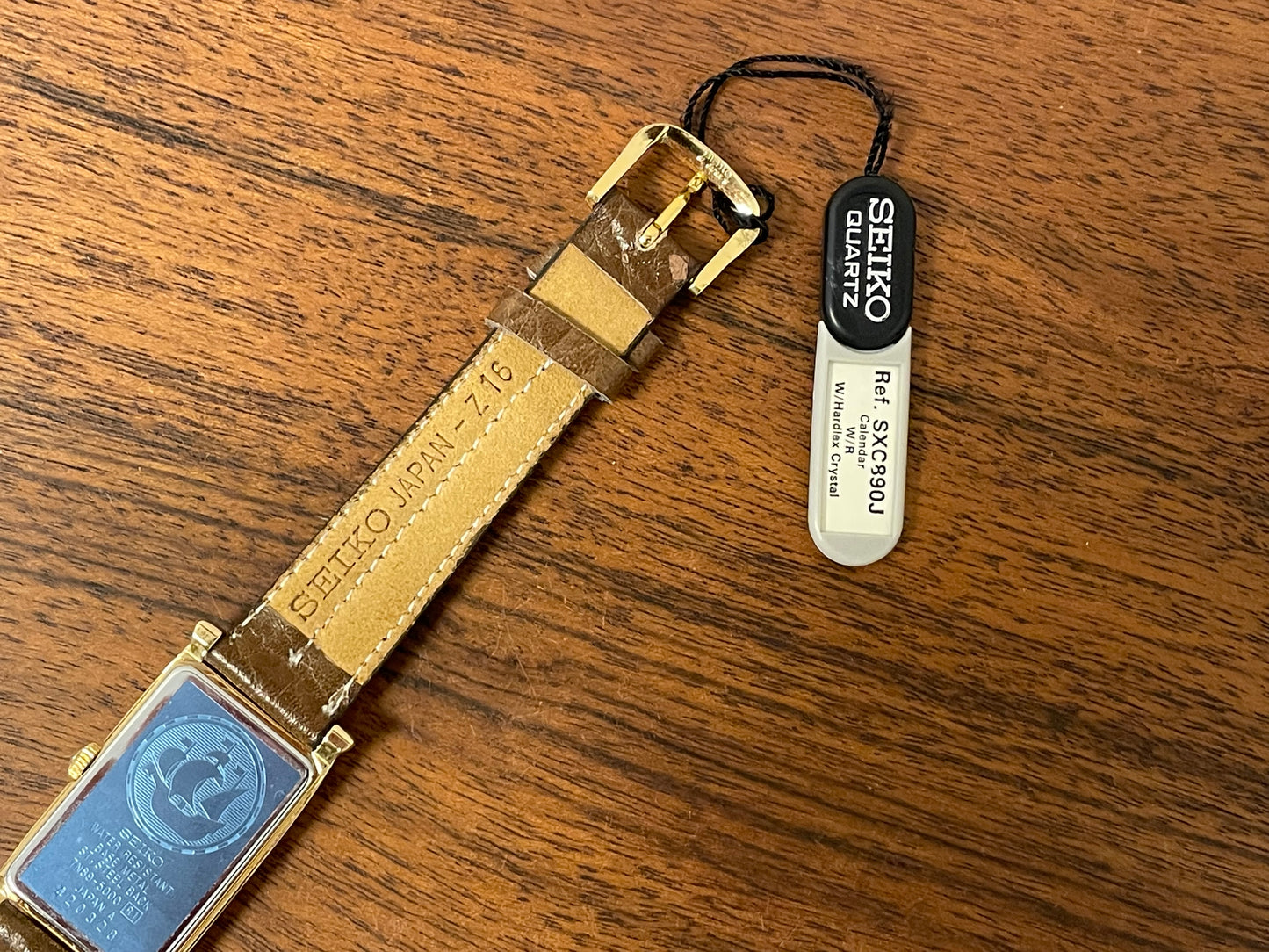 (1994) Seiko 7N89-5000 Age of Discovery "Tank" dress watch - white dial w/ Roman numerals (NOS)