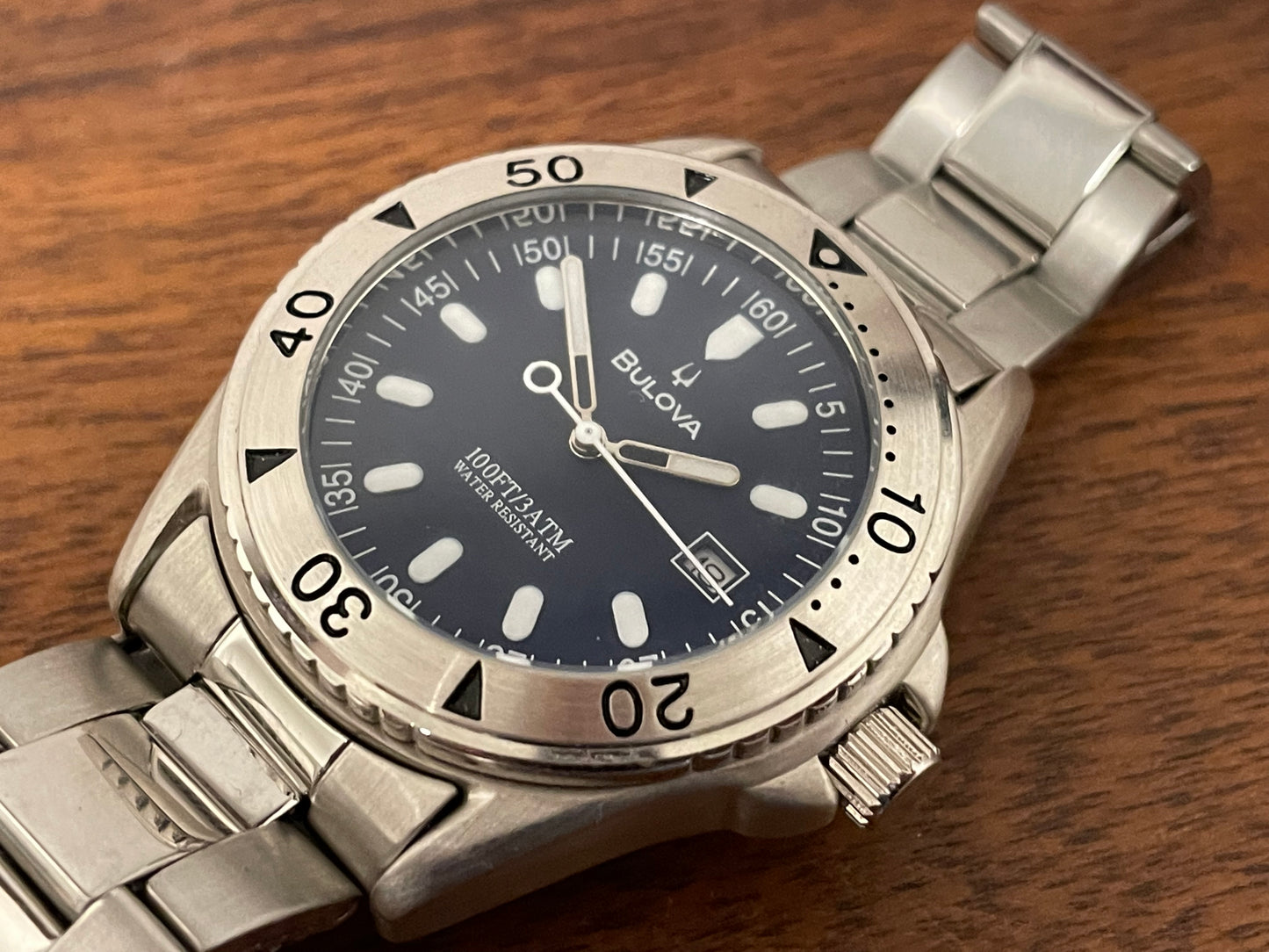 (1990s) Bulova 100FT/3ATM diver - blue dial (NOS)