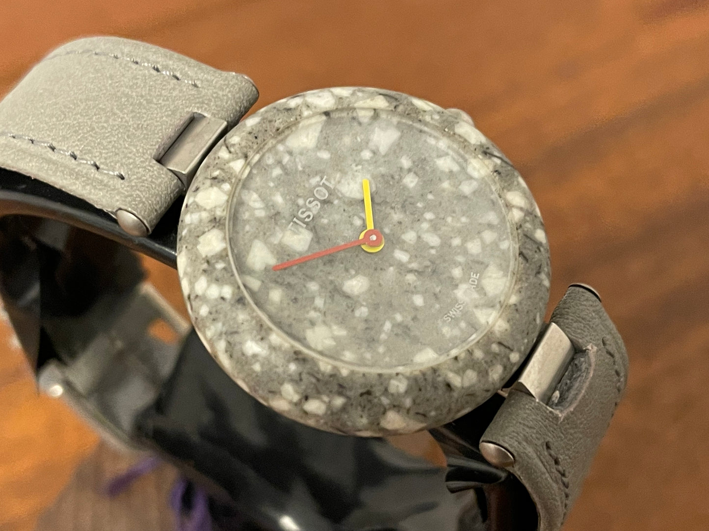 (1980s) Tissot RockWatch R150 white/grey granite - mid size model (NOS)