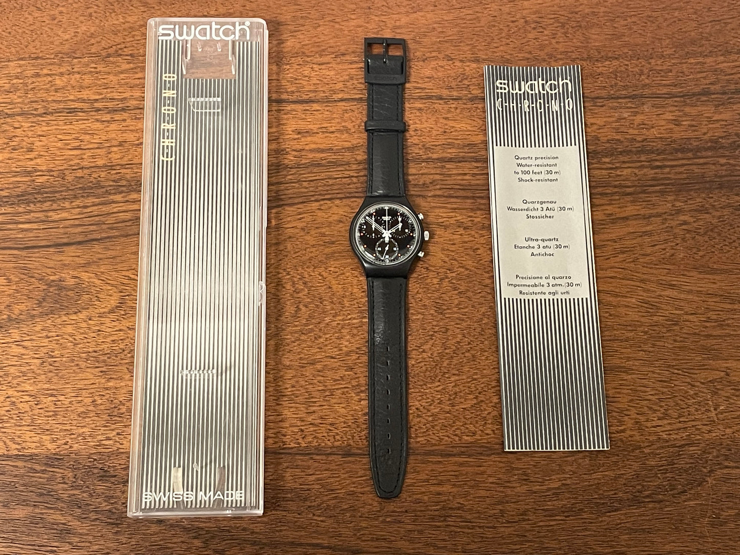 (1990) Swatch SCB106 Chrono "Wall Street" (NOS + full set)