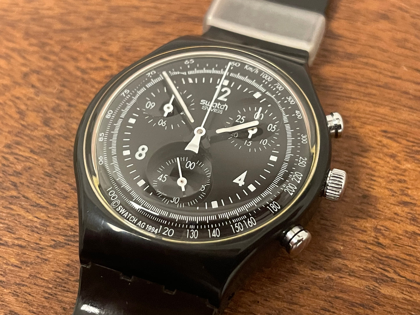 (1994) Swatch SCB114 Chrono "Pure Black" (NOS + full set)