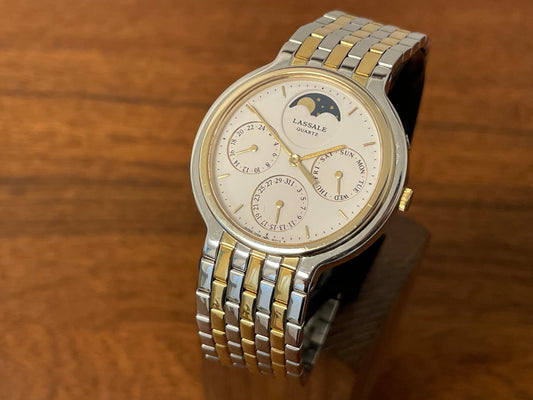 Lassale by Seiko 7F69-6029 moon phase/calender dress watch front view