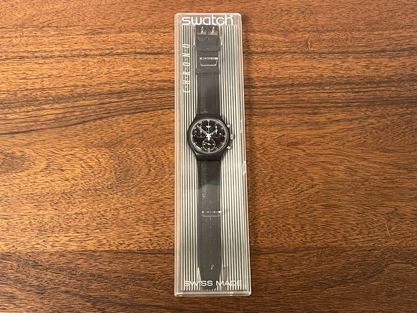 (1990) Swatch SCB106 Chrono "Wall Street" (NOS + full set)