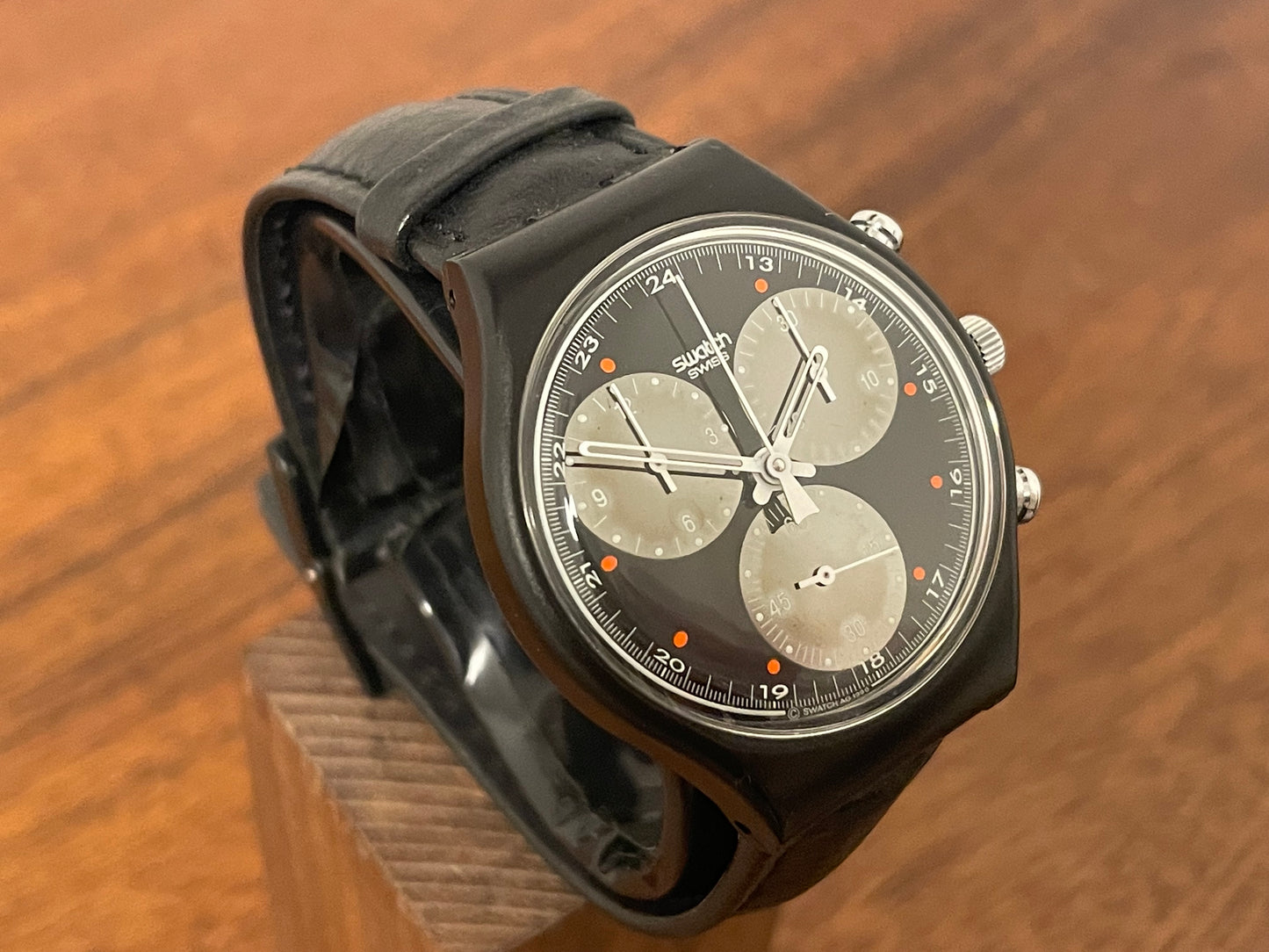 (1990) Swatch SCB106 Chrono "Wall Street" (NOS + full set)