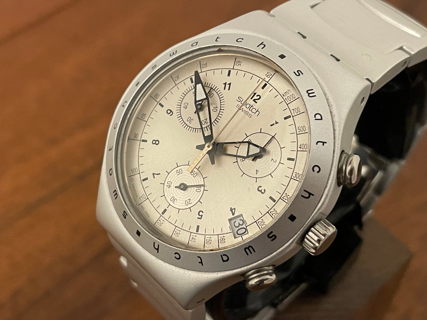 (1999) Swatch YCS4006AG Irony Chrono "FREEZING RAIN"