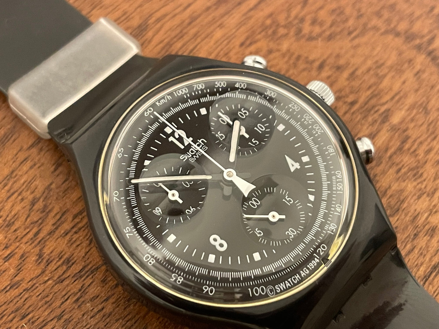 (1994) Swatch SCB114 Chrono "Pure Black" (NOS + full set)