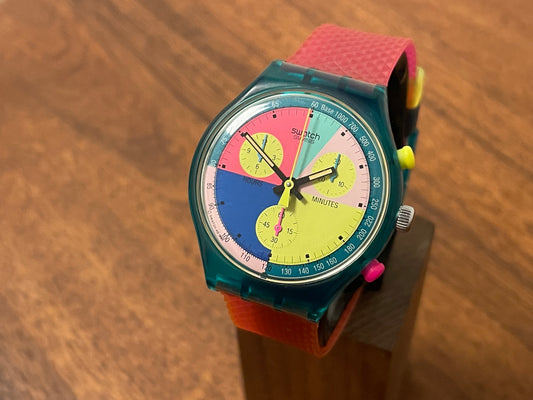 (1990) Swatch SCL100 Chrono "Flash Arrow" (NOS + full set) front view