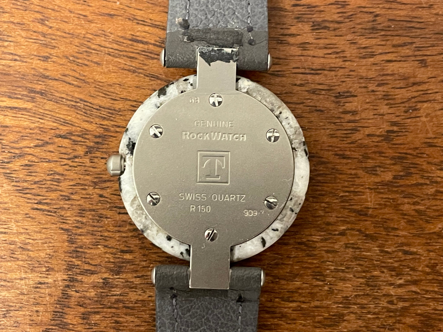 (1980s) Tissot RockWatch R150 light grey/black granite - mid size model (NOS)