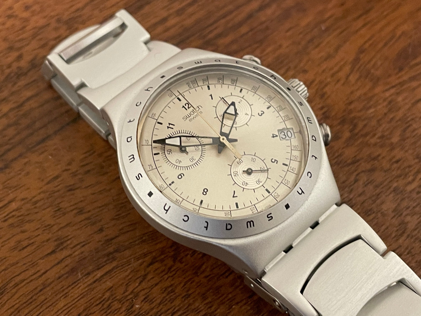 (1999) Swatch YCS4006AG Irony Chrono "FREEZING RAIN"