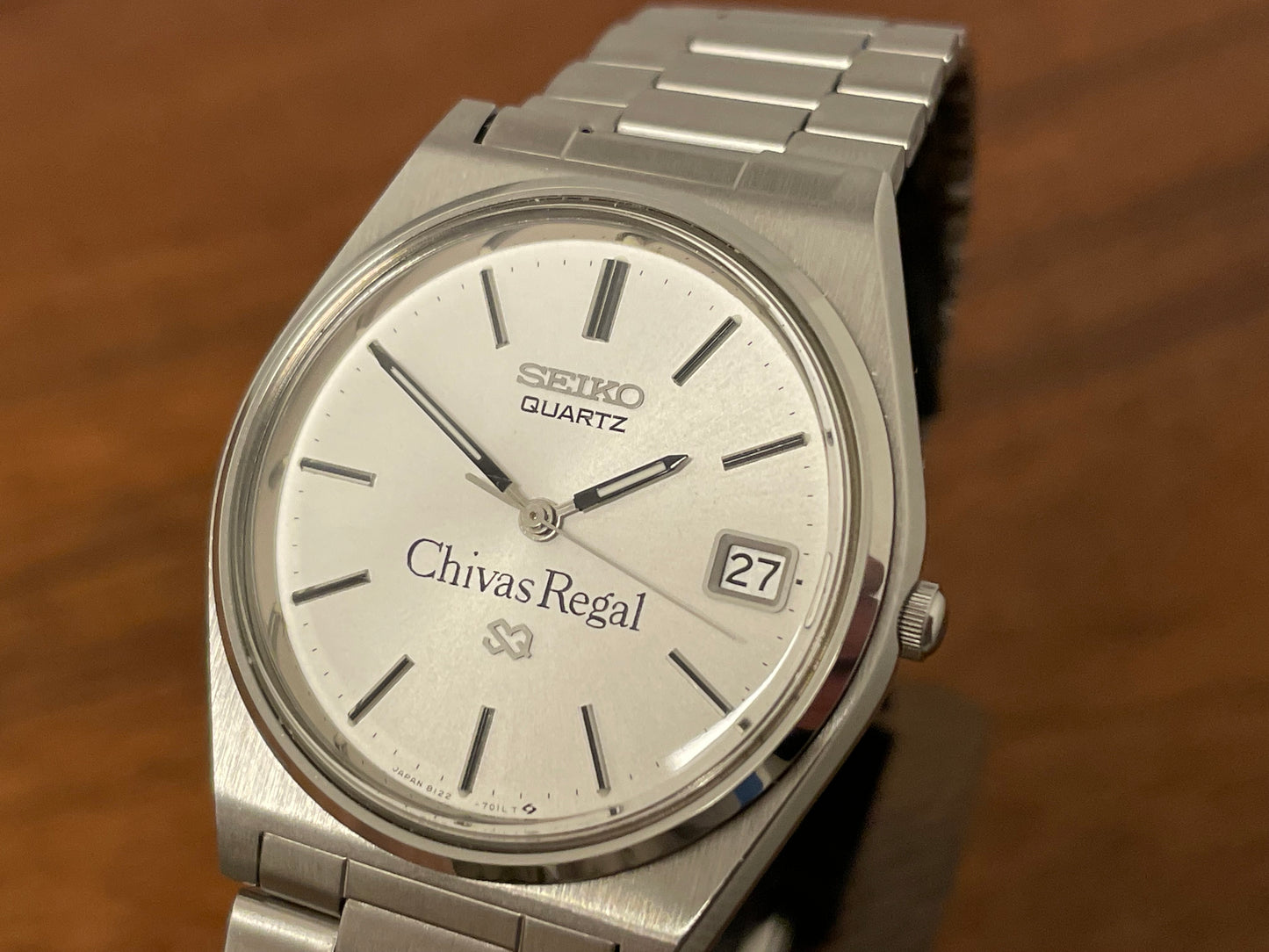 (1984) Seiko 8122-7019 Quartz Shivas Regal logo - silver sunburst dial