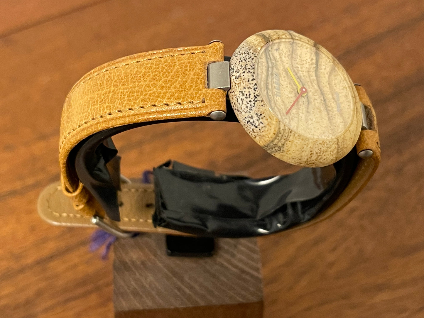 (1980s) Tissot RockWatch R150 brown/beige jasper - mid size model (NOS)