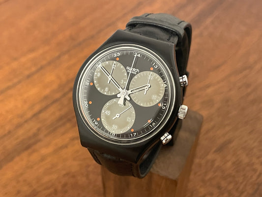 (1990) vintage Swatch SCB106 Chrono "Wall Street" (NOS + full set) front view