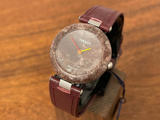 (1980s) Tissot RockWatch R150 burgundy granite - mid size model (NOS)