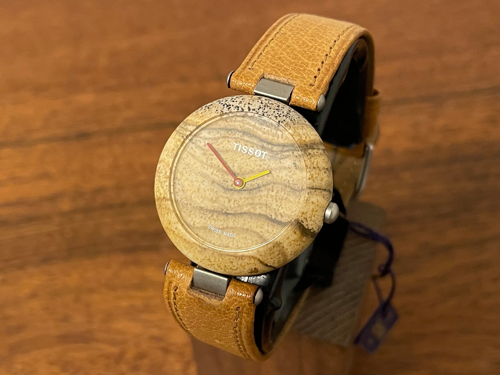(1980s) Tissot RockWatch R150 brown/beige jasper - mid size model (NOS)