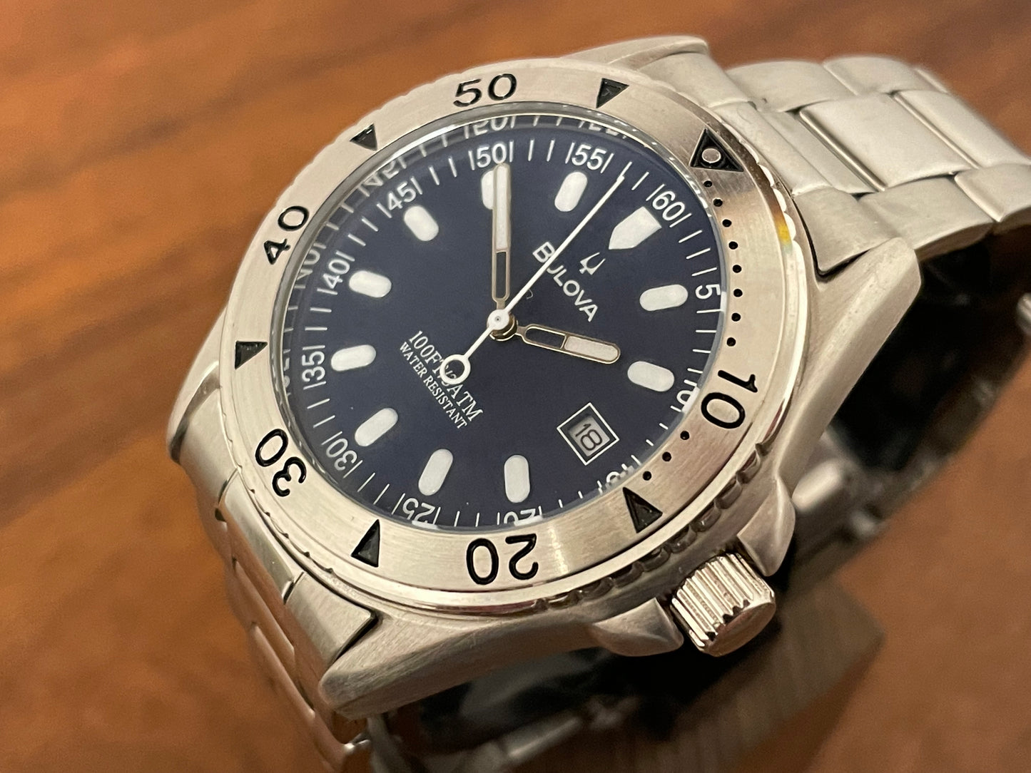 (1990s) Bulova 100FT/3ATM diver - blue dial (NOS)