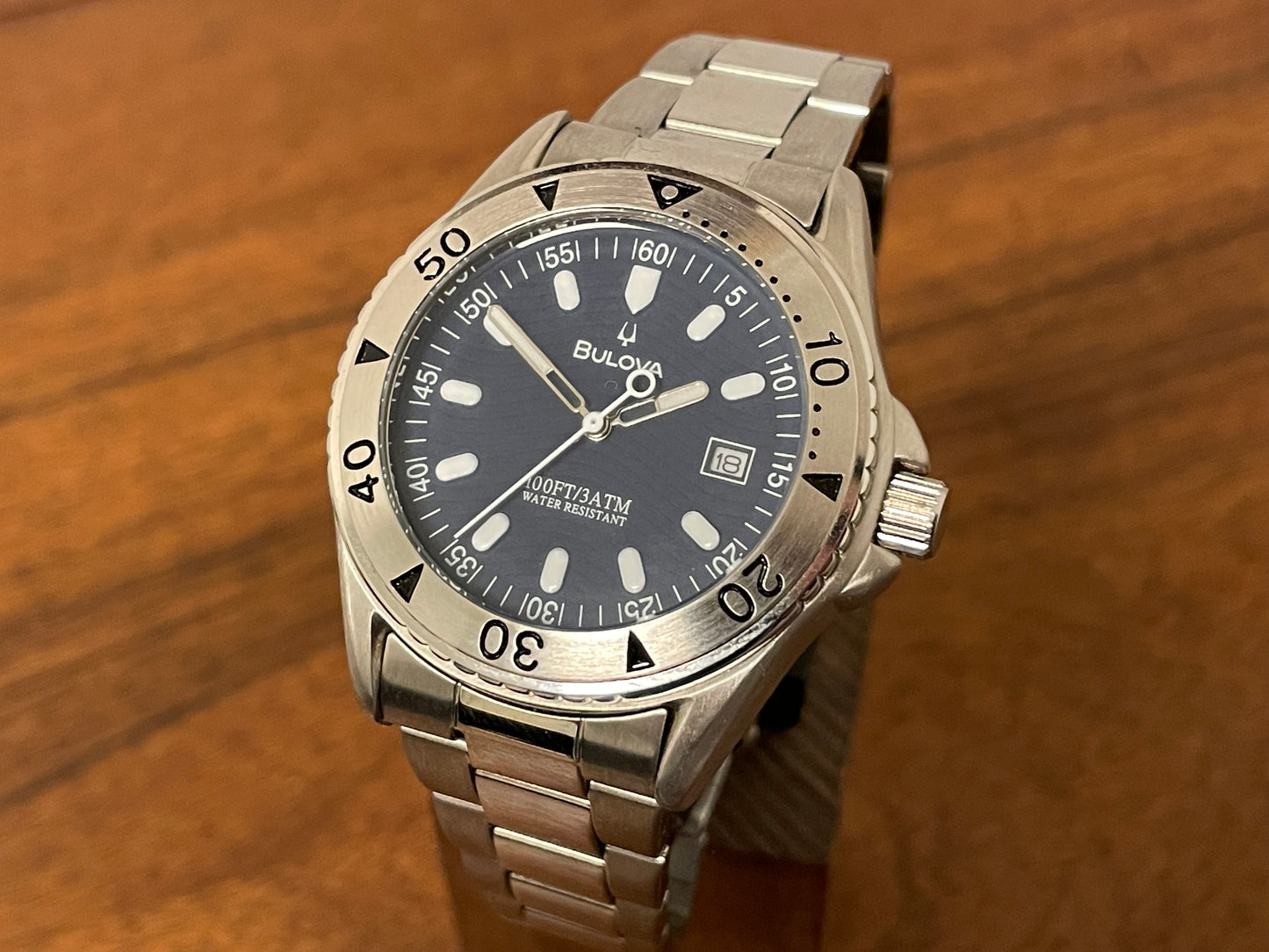 (1990s) vintage Bulova 100FT/3ATM diver (NOS) front view