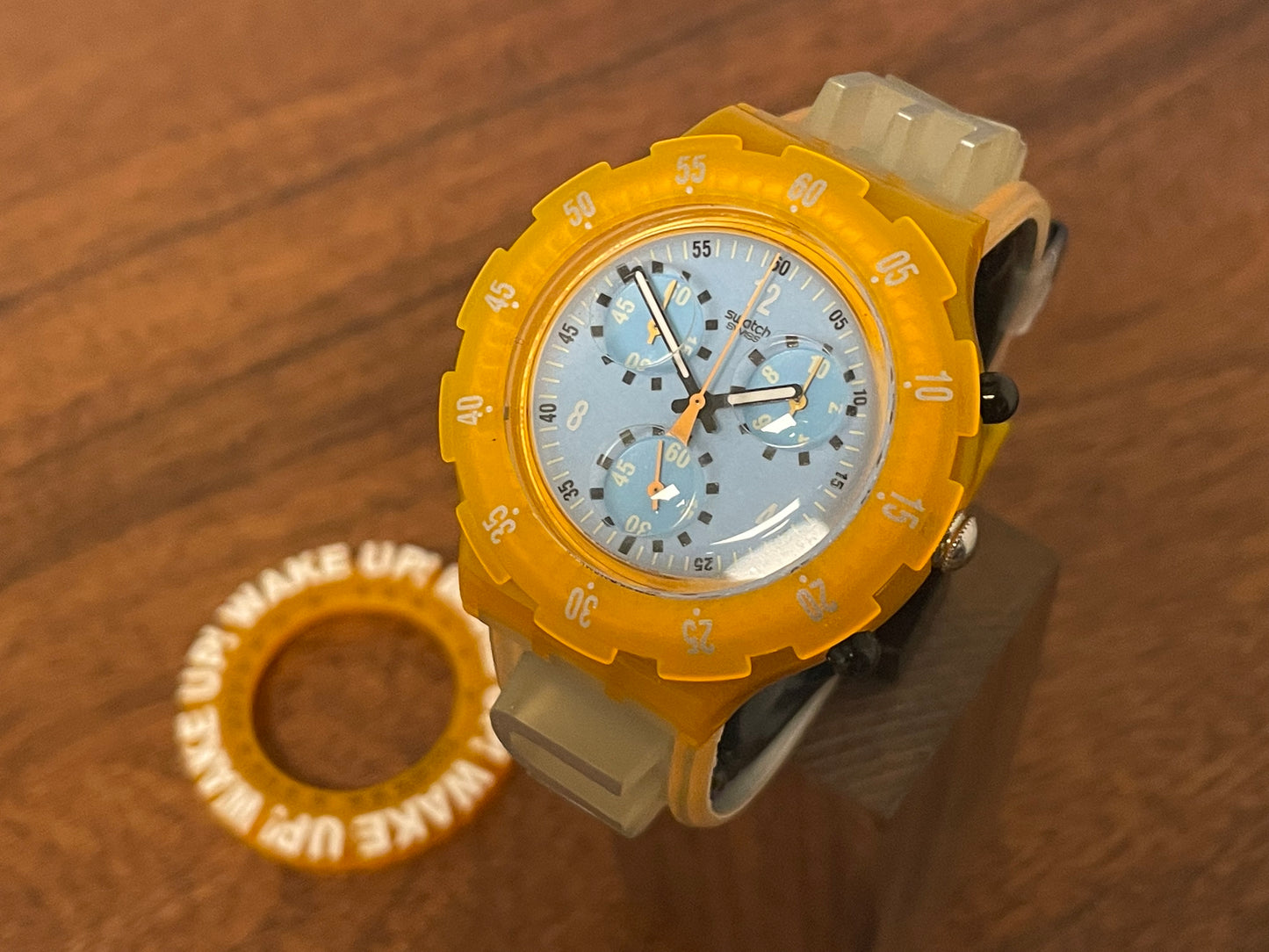 (1997) Swatch SBZ104PACK Aqua Chrono "Wake Up" by Spike Lee (NOS)