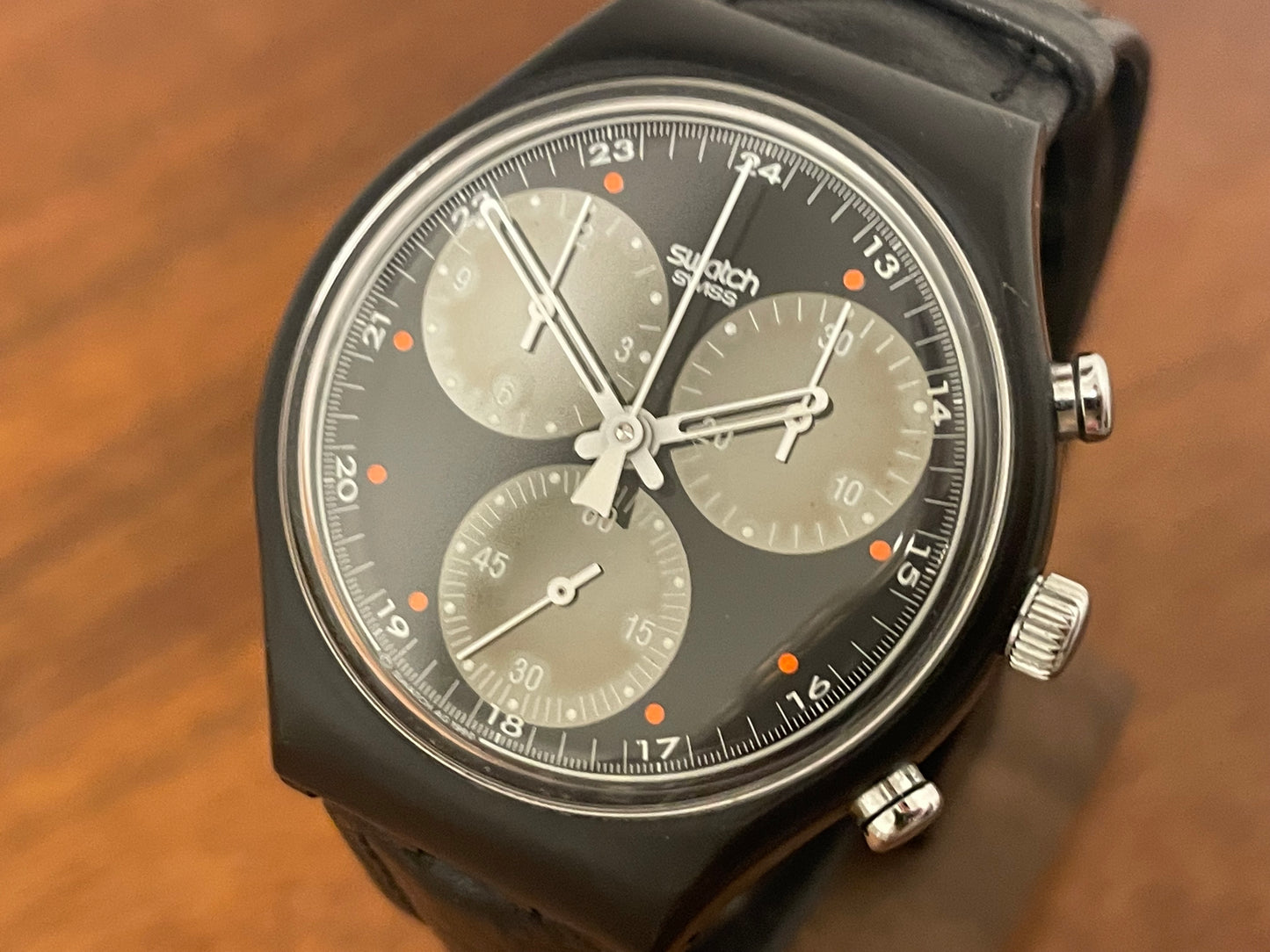 (1990) Swatch SCB106 Chrono "Wall Street" (NOS + full set)
