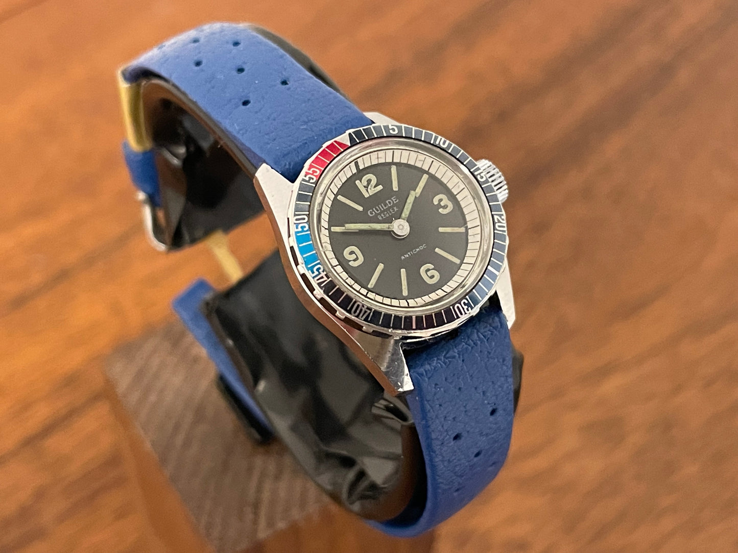 (1970s) Guilde Reglex Pepsi Diver manual wind watch - small size (serviced)