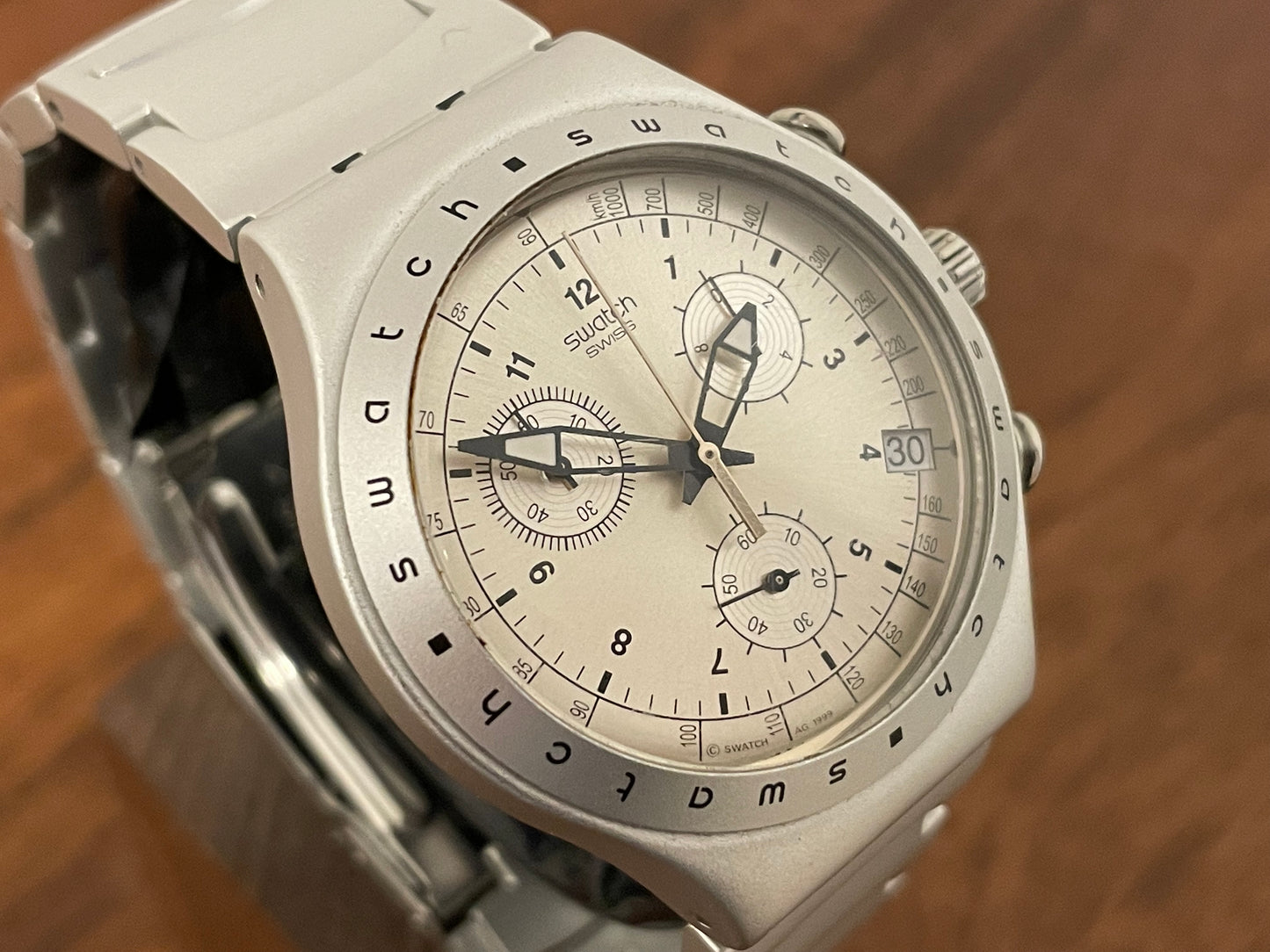 (1999) Swatch YCS4006AG Irony Chrono "FREEZING RAIN"