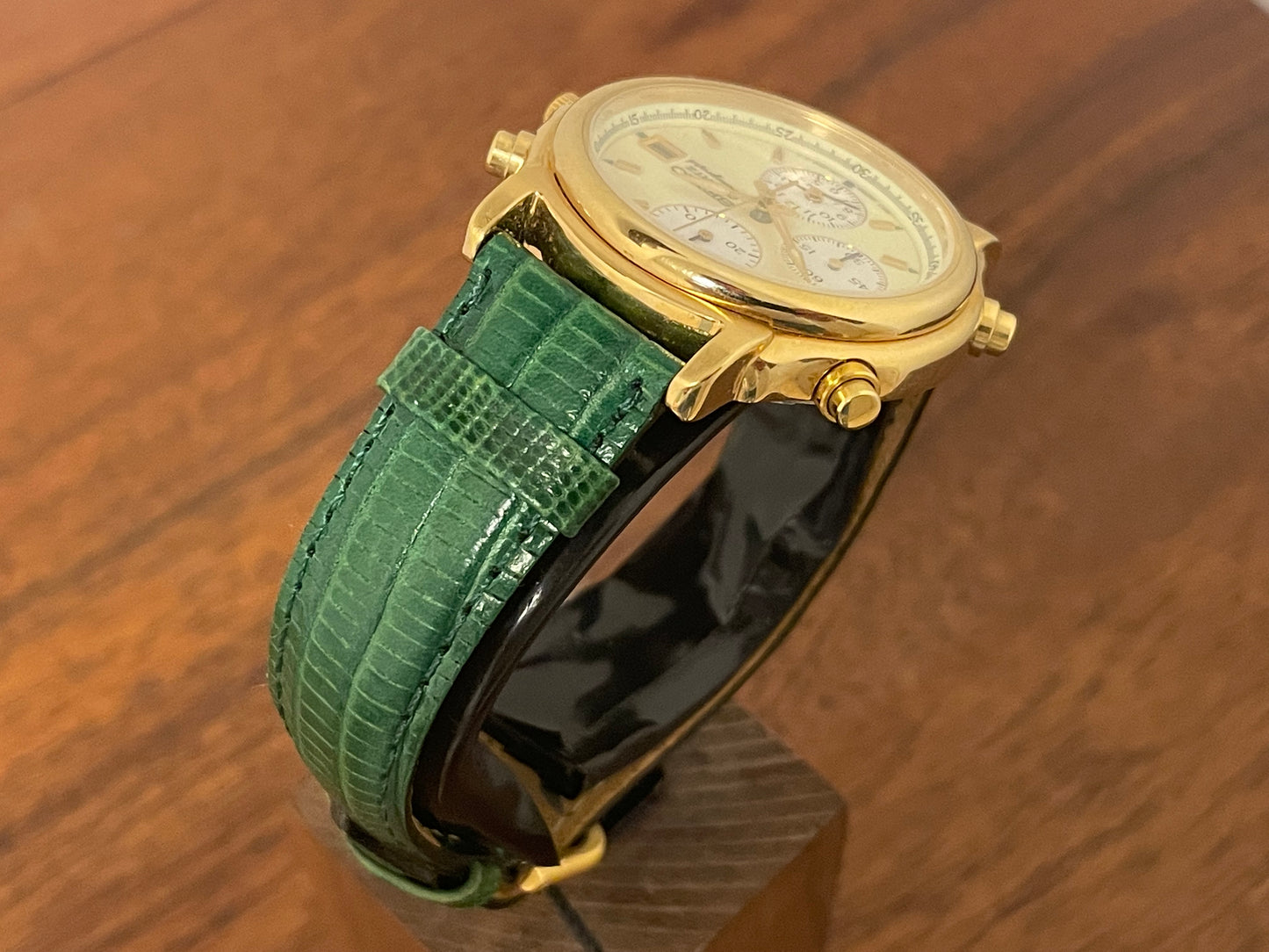 (1993) Seiko 7T32-6F70 Quartz chronograph - gold case, full lume dial w/ gold markers (NOS)