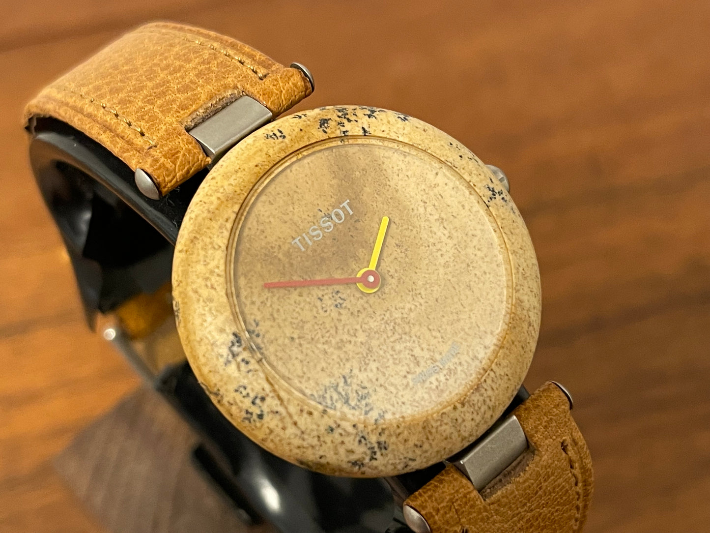 (1980s) Tissot RockWatch R150 brown/beige jasper - mid size model (NOS)