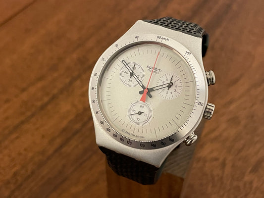 (1996) Swatch YCS1005 Irony Chrono "Time Cut" front view