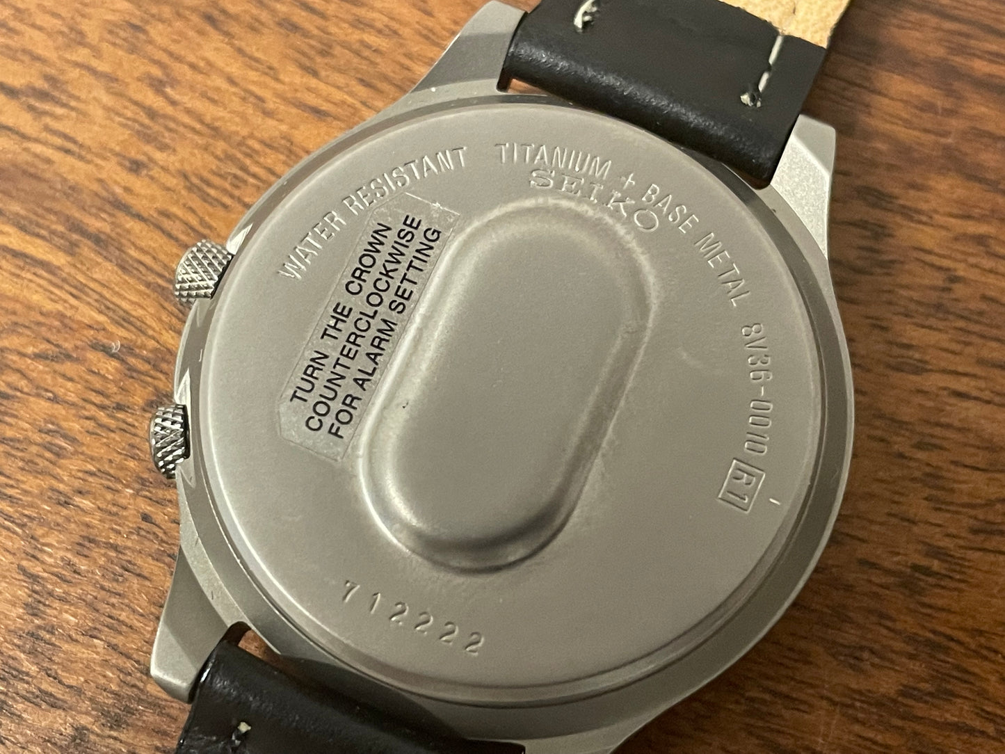 (1997) Seiko 8V36-0010 Titanium Ultrasonic Alarm - black dial (NOS)