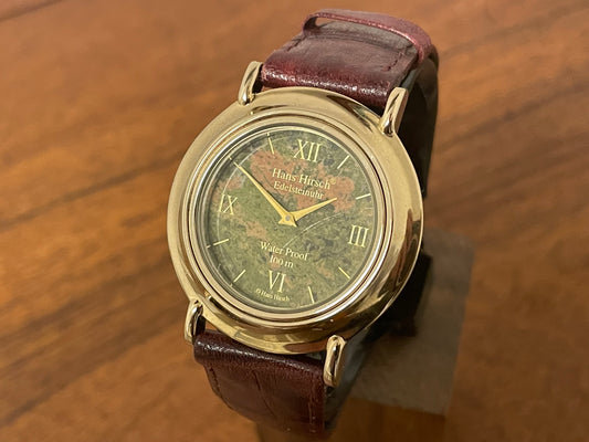 (1990s) vintage Hans Hirsch Edelsteinuhr dress watch with gemstone dial (serviced) front view
