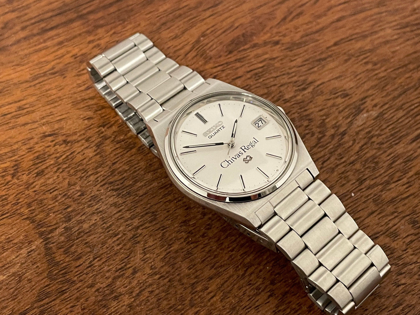 (1984) Seiko 8122-7019 Quartz Shivas Regal logo - silver sunburst dial