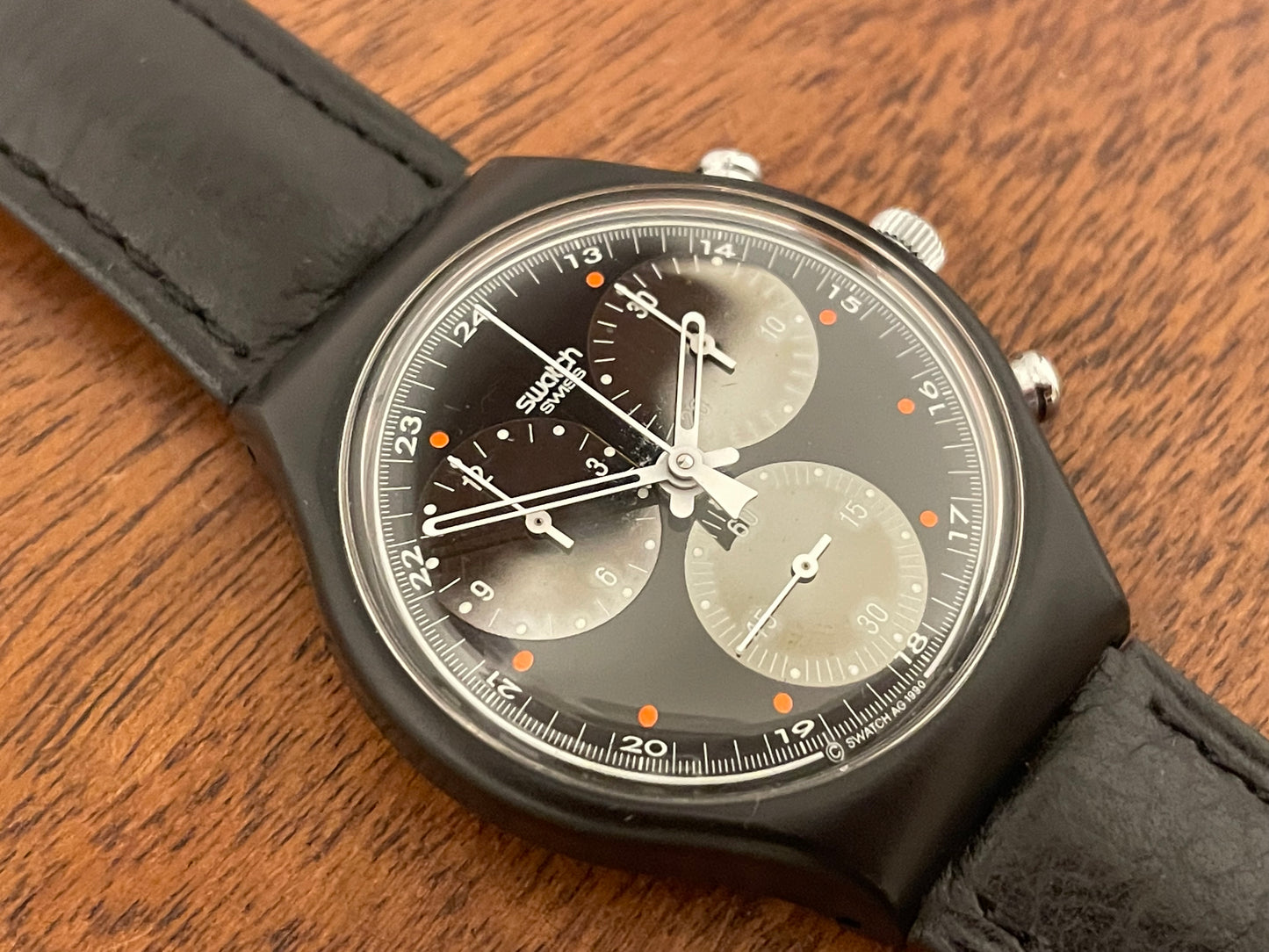 (1990) Swatch SCB106 Chrono "Wall Street" (NOS + full set)