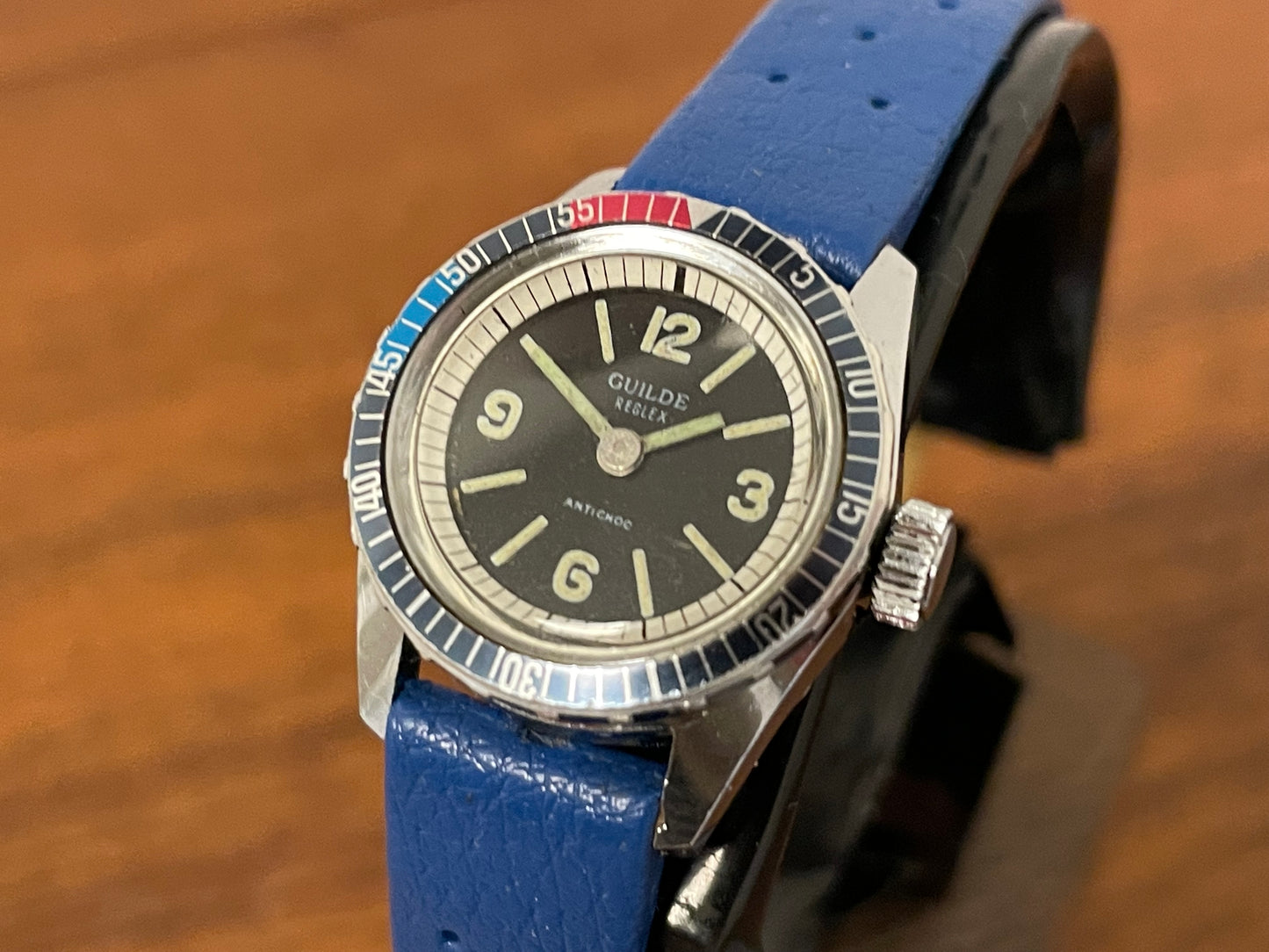(1970s) Guilde Reglex Pepsi Diver manual wind watch - small size (serviced)