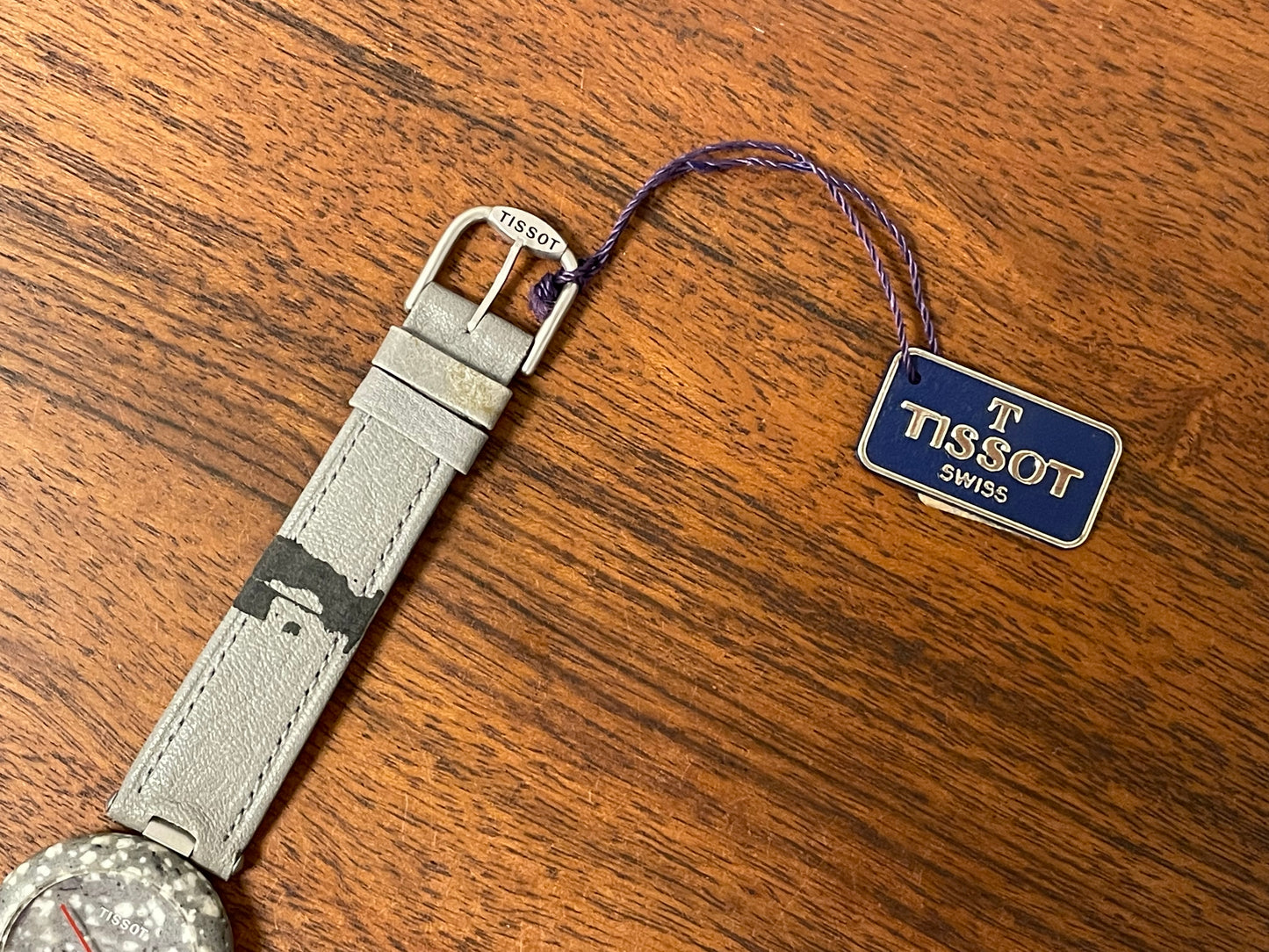 (1980s) Tissot RockWatch R150 white/grey granite - mid size model (NOS)