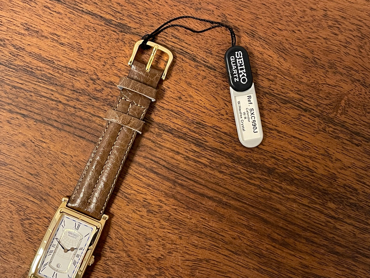 (1994) Seiko 7N89-5000 Age of Discovery "Tank" dress watch - white dial w/ Roman numerals (NOS)