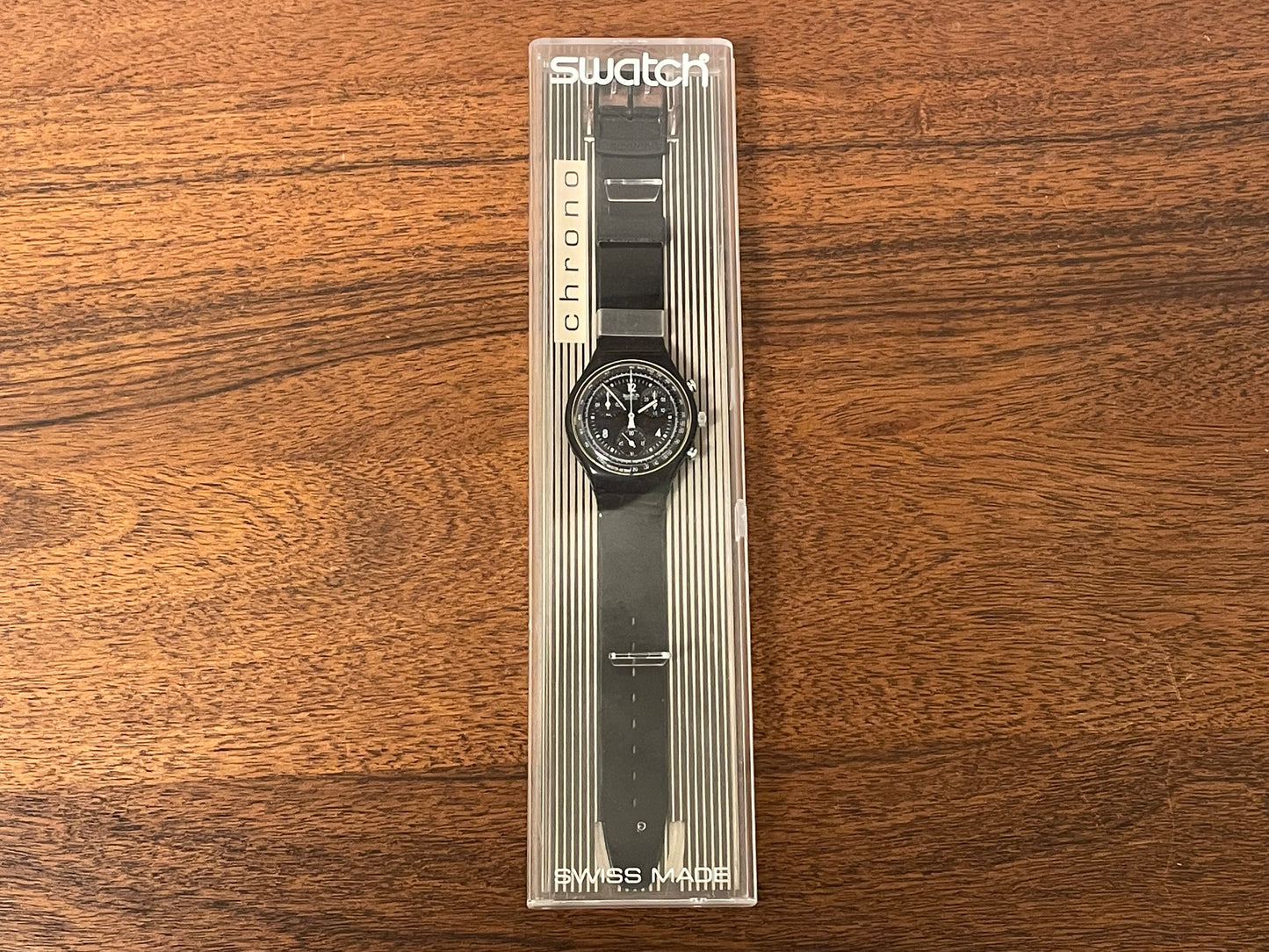 (1994) Swatch SCB114 Chrono "Pure Black" (NOS + full set)